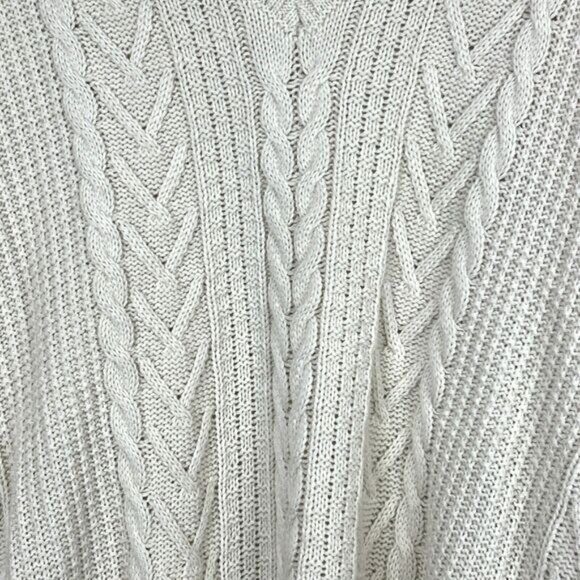 Natural Reflections V-Neck Sweater Oatmeal Cable Knit Fisherman’s Preppy Size XL - Picture 12 of 16